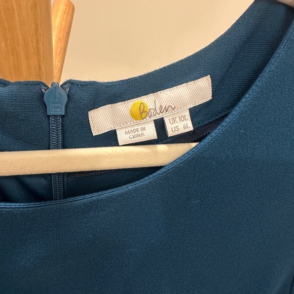 Boden Teal Cap Sleeve Belted Midi Dress Size 6 Fully Lined Stretch - Picture 2 of 4